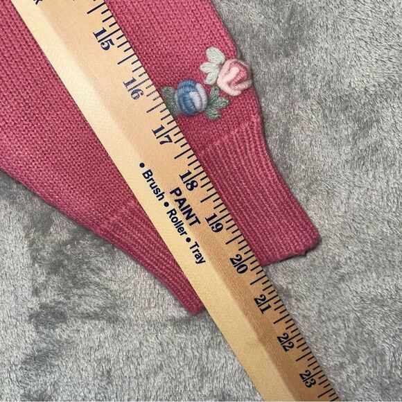 Vintage Dana Scott Pink Embroidered Floral Sweater Size S - Picture 8 of 9